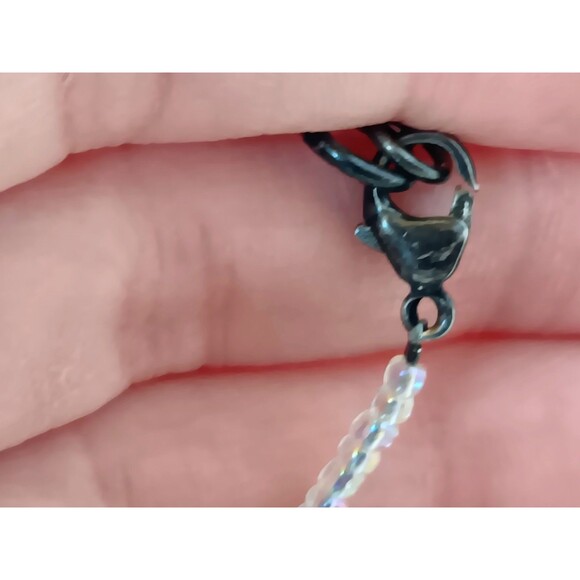 Handmade Sterling Silver Moonstone Pearl & Seed Bead Choker Necklace 15 in - Picture 6 of 11